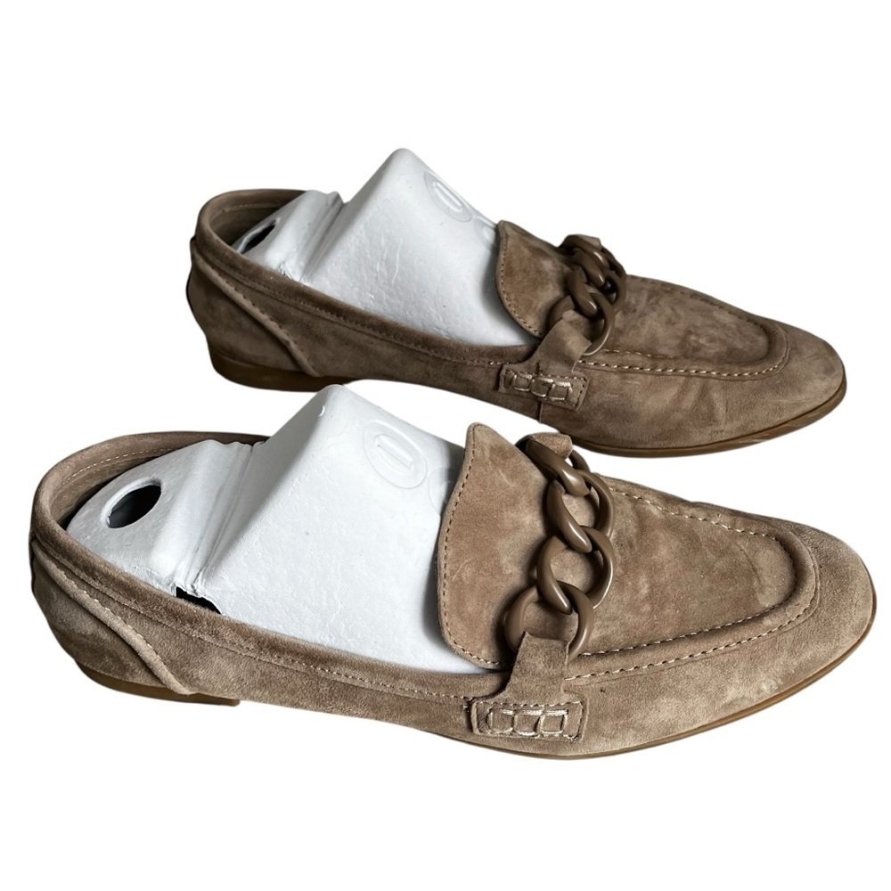 Steve Madden 8.5 Women Leather Tan Loafers Chain Y2K Academia Classic Preppy